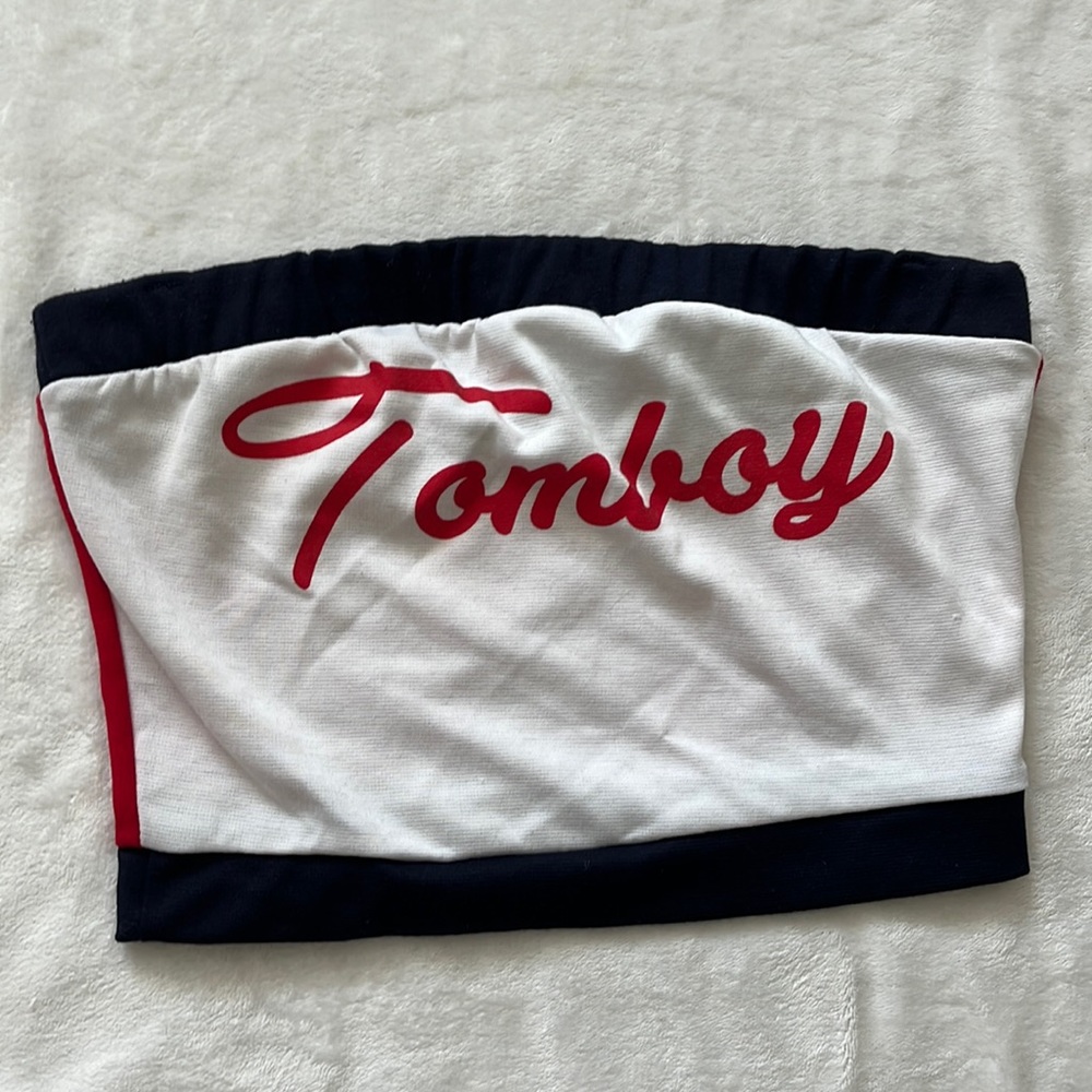 Tommy Hilfiger Inspired Strapless Crop Top